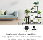 Twhep Heavy Duty Metal Plant Stand, 5 Tiers Multifunctional Plant Stand for Indoor Outdoor, for Tall Large Rack for Living Room Garden Balcony, Black