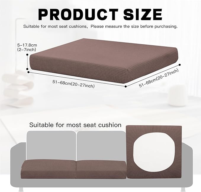 Cushion Covers 8-Pack, Stretch Fit for Outdoor Patio Cushions in Camel
