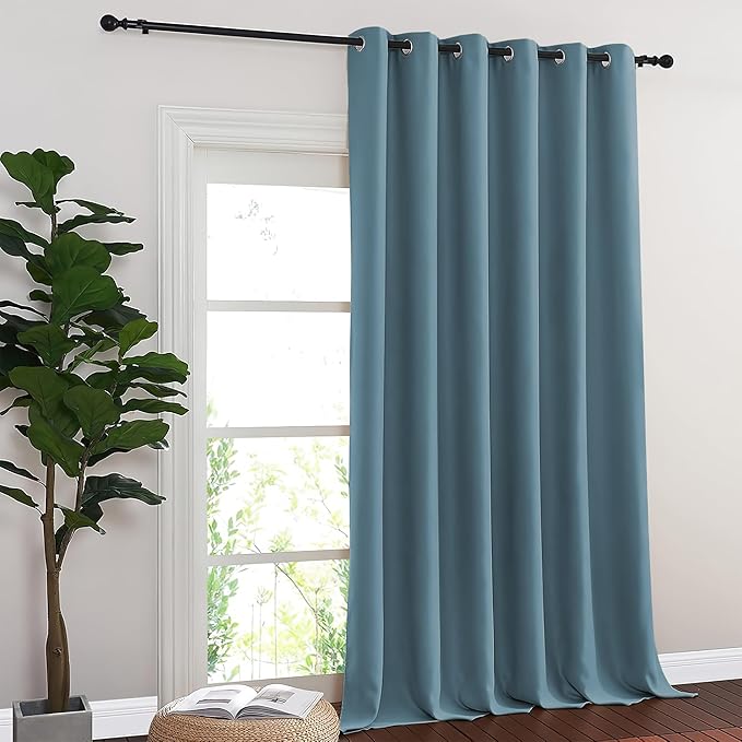 Sliding Door Curtain 108 Inches Long – 1 Panel, Smoky Blue