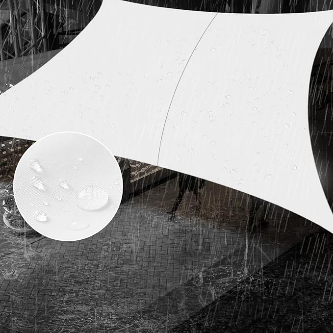 SUNNY GUARD Waterproof Sun Shade Sail 7' x 10' White Rectangle UV Block Sunshade for Backyard Yard Deck Patio Garden Outdoor Activities and Facility(Customized)