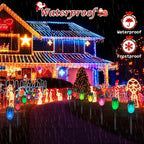 IkeeRuic Christmas Decorations Outdoor, Multicolor Solar Christmas Lights Outdoor with Flickering Flame, Solar Torch Light for Xmas Decor, Solar Powered Outside Lighting Waterproof for Yard Pathway