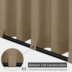 Easy-Going Outdoor Patio Curtains Detachable Tab Top Windproof Weatherproof Curtain for Cabana, Porch, Pergola and Gazebo, Tab Bottom Drape, 2 Panels, 54W x 120L inch, Khaki