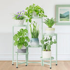 iDavosic.ly Plant Stand Indoor Outdoor, 6 Tier Corner Metal Flower Display Holder Shelf, Easy Assembly Folding Tall Orchid Rack for Patio Balcony Porch Garden Living Room House, Light Green