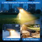 Solar Spot Lights Outdoor Adjustable Beam & PC Light Guide Column, 12 Pack Solar Lights Outdoor Waterproof IP65, 2 Modes & Auto On/Off Landscape Spotlights for Garden Yard Pathway Tree (Warm Yellow)