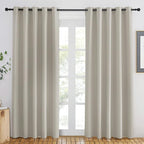 NICETOWN Blackout Natural Curtain for Living Room - Grommet Thermal Insulated Solid Room Darkening Thermal Curtain Drape Sound Reducing for Bedroom/Living Room (1 Panel, W66 x L84)