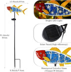 Yiosax-Solar Outdoor Lights Decorative-Yard Outdoor Decorative - Garden Stakes Fish Decorative Waterproof 7 LED Light Decor Ocean Beach Theme for Lawn Path Yard Decoration Gift Idea