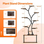 Bstrip 63 Inch Plant Stand with Grow Light, 10-Tier Plant Shelf for Indoor Plants, Decor Tree Shaped Flower Stand for Home, Corner & Patio