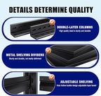 71"H-35"W Garage Shelving Heavy Duty Storage Shelves, Metal Adjustable Shelving Unit, Utility Garage Organizer Shelf for Basement, Pantry, Kitchen, Warehouse,15.7"D x 35.4"W x 71.2"H, Black