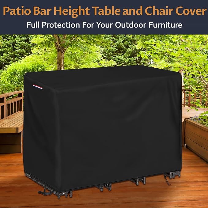 Outdoor Bar Table Set Cover, Waterproof Patio Furniture Covers Outdoor Dining - Image 5