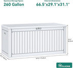 YITAHOME 260 Gallon Large Deck Box with Divider & Side Handles, Outdoor Double-Wall Storage for Patio Furniture Cushions, Garden Pool Accessories, Waterproof & Lockable