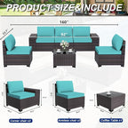ALAULM 6 Pieces Patio Furniture Set, Oversized Seat/Armrest and High Back Wicker Sectional Furniture Set with Thick Cushion for Backyard, Garden, Red