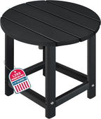 LZRS Round Adirondack Patio Side Table End Table, Outdoor Side Tables for Patio, Backyard,Pool, Indoor Companion, Easy Maintenance & Weather Resistant(Black)