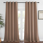 NICETOWN Blackout Window Curtain Extra Long - (W52 x L120, Cappuccino, 1 Piece) Thermal Insulated Soft Curtain Panel for Living Room Window Treatment Drape