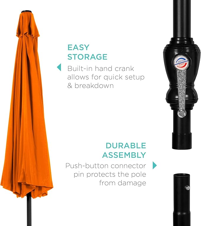 Best Choice Products 10ft Outdoor Table Compatible Steel Polyester Market Patio Umbrella w/Crank and Easy Push Button Tilt