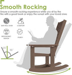 GREENVINES Outdoor Rocking Chairs | Set of 4 | Porch Rocker | HDPE Plastic | Wood Grain | Oversized Rockers | High Back | Big & Tall | Ladder Back | Dark Brown | for Patio Outside
