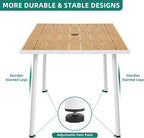 DWVO Patio Table Rectangle 59"x34.2", Patio Dining Table for 6 Weather-Resistant Outdoor Table with Umbrella Hole, Steel Frame, Adjustable Feet for Outdoor/Indoor