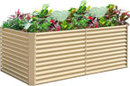 Land Guard 6x3x3ft Rectangular Galvanized Raised Garden Beds, Large-Capacity Metal Planter Box Outdoor, Durable Deep Raised Garden Bed 3ft Tall, Raised Beds for Gardening Vegetables, Cream Yellow