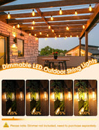 50FT(2x25FT) Outdoor String Lights, Patio Lights with 20+2 LED Dimmable Waterproof ST38 Vintage Bulbs for Backyard Bistro Cafe Deck, Black