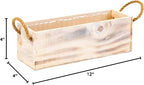 Wooden Planter Box with Handle I Rustic Whitewash I Plastic Liner l Garden Decor l Restaurant and Wedding Decorations l Table Centerpiece (12x4 w Handle Set of 4, Whitewash)