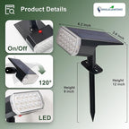 DINGLILIGHTING Solar Lights Outdoor Waterproof: IP65 Led Spot Light Decorations for Garden - 3 Lighting Modes Solar Powered for Yard - Halloween Christmas Lights Landscape Pathway Patios 4PC White
