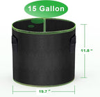 Grow Bags-15 Gallon, Garden Plant Bags with Handles, Thickened Nonwoven Fabric Aeration Planting Pots, Vegetable Gardening Fabric pots with Plant Tags & Seedling Bags(6Pack Potato Grow Bags)