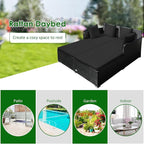 Tangkula Outdoor Rattan Daybed, Wicker Furniture with Spacious Seat, Upholstered Cushion & High-Resilience Sponge, Patio Sofa Set with 4 Pillows, 2-Person Sunbed for Poolside Backyard Garden & Balcony
