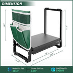 FLINTER 10.2" Wider Garden Kneeler and Seat, Heavy Duty Thick Gardening Bench for Kneeling and Seat - Garden Kneelers for Seniors, Gardening Stools for Women, Grandparents, Gardeners, Black