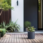 Kante 9.8" Dia Round Concrete Planter, Modern Style Large Cylindrical Plant Pot with Drainage Hole and Rubber Plug for Indoor Outdoor Patio, Charcoal