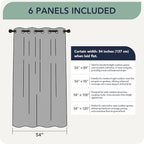 Gazebo Curtains Outdoor Waterproof 6 Panels - Windproof, Privacy, Weatherproof Outside Drapes for Patio Pergola Porch, Grommet Top and Tab Bottom Drape, 54x84 Inch, Grey