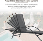 Shintenchi Patio Chaise Lounge Set of 2, Pool Chaise Lounge with Arm,Outdoor Lounge Chair with 5 Adjustable Backrest,Sunbathing Recliner,Beach Chair,Pool Chairs,Dark Grey