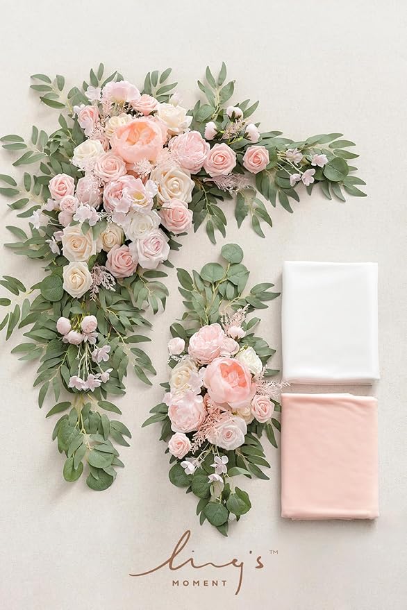Artificial Flowers Wedding Arch Kit, Blush and Cream, 4-Piece Set