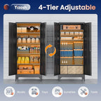 Yizosh Metal Garage Storage Cabinet with 2 Doors and 4 Adjustable Shelves - 71" Steel Lockable File Cabinet,Locking Tool Cabinets for Home,Office,Garage,Gym,School