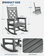 GarveeLife Outdoor Rocking Chair Set of 6, HDPE Weather Resistant Patio Rocking Chair Porch Rocker with Wood Texture & 380 LBS Support for Deck, Pool, Backyard, Gray