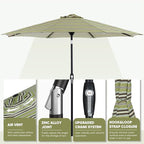 Tempera Patio Market Outdoor Table Umbrella with Auto Tilt and Crank, Large Sun Umbrella with Sturdy Pole & Fade Resistant Canopy, Easy to Set