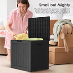 DRATO Deck Boxes, 30 Gallon Outdoor Storage Box for Patio Cushion, Garden Tools, Waterproof and UV Resistant, Lockable (Black，30 Gallon)