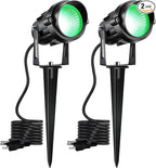 Halloween Christmas Outdoor Spotlights Green Landscape Lights Outdoor Spotlight,2 Pack 110v Plug-in Outdoor Waterproof Green Halloween Christmas Spotlights for Garden Pathway Tree Yard