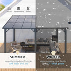 AECOJOY 14' x 12' Gazebo Outdoor Pergola, 12x14 Large Wall-Mounted Hard Top Lean to Metal Gazebo Shelter Pergolas and Gazebos Clearance with Patio Roof, Heavy Duty Awnings for Backyard, Decks