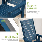 GREENVINES Outdoor Rocking Chairs | Set of 4 | Porch Rocker | HDPE Plastic | Blue | Oversized Rockers | High Back | Big & Tall | Ladder Back | for Patio Outside Backyard Balcony Garden