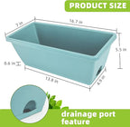 Window Box Planter, 7 Pack Plastic Vegetable Flower Planters Boxes 17 Inches Rectangular Flower Pots with Saucers for Indoor Outdoor Garden, Patio, Home Decor