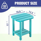 LZRS Outdoor Side Table - 2-Tier Adirondack HDPE Patio End Table for Pool, Porch,Balcony & Backyard,Weather Resistance for Indoor and Outdoor use(Turquoise)