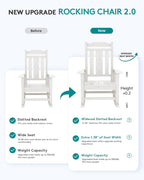 SERWALL Outdoor Rocking Chair Set of 6, Patio Rocking Chair Sets, HDPE Rocking Chair for Adults, White