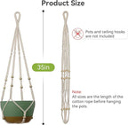 USLAI Macrame Plant Hanger Indoor Outdoor, Fits 4 to 15 Inch Pots, Strong Hanging Planter Holder, Boho Home Decor, 35 Inch, Ivory, Set of 2 (POTS NOT Included)