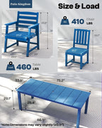 9-Piece Outdoor Dining Set for 8, 75.2'' HDPE Table with Umbrella Hole & Chairs, Weather-Resistant Patio Furniture for Lawn, Yard, Balcony, Deck Navy Blue
