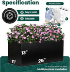 Galvanized Steel Metal Planter 25" L x 11" W x 13" H Rectangular Indoor Black Planter Box Large Outdoor Planters Steel Commercial Residential for Patio, Garden