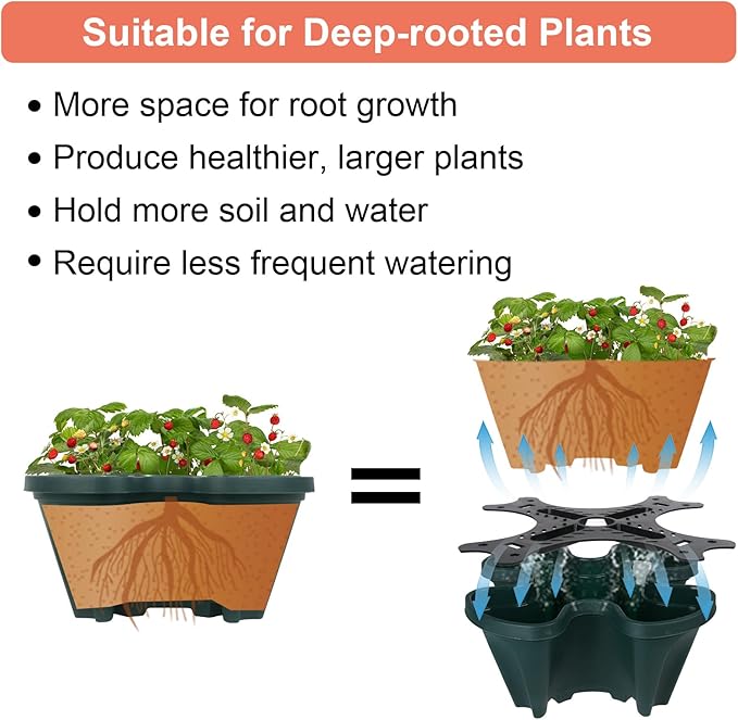DUNCHATY Stackable Planter, Vertical Garden Planter with Wheels and Tools, Strawberry Indoor/Outdoor 5 Tier Tower Herb for Growing Vegetables Succulents, Dark Green, 2 Pack