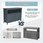 HIPS All-Weather Outdoor Storage Cabinet,Outdoor Sideboard with Magnetic Doors,3-Shelves Patio Storage Cabinet, Used for Garden,Buffet Cabinet,TV Stand, Bar Table,Balcony