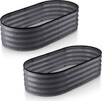 Plant & Plot Galvanized Raised Garden Beds Outdoor // 4×2×1 ft (2-Pack) Planter Raised Beds for Gardening, Vegetables, Flowers // Large Metal Garden Box (Gray) // Patented Tool-Free Design