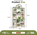 Bamworld 74.4" Tall Plant Stand Indoor Outdoor Wood Plant Shelf Hanging Plant Rack Tiered Flower Stands for Multiple Plants for Living Room Garden Balcony Patio