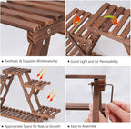 Ufine Wood Plant Stand Triangular Plant Shelf Multi Tier Flower Display Holder Storage Rack 6 Pots for Indoor Outdoor Living Room Balcony Patio