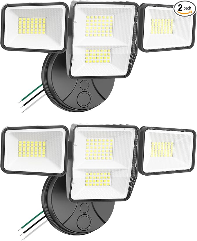 70W 7000LM LED Flood Lights Outdoor 2 Packs, Switch Controlled Security Lights with 4 Heads, Adjustable Heads, 6500K Daylight IP65 Waterproof Outside Wall Light for Backyard, Yard, Garage, Patio
